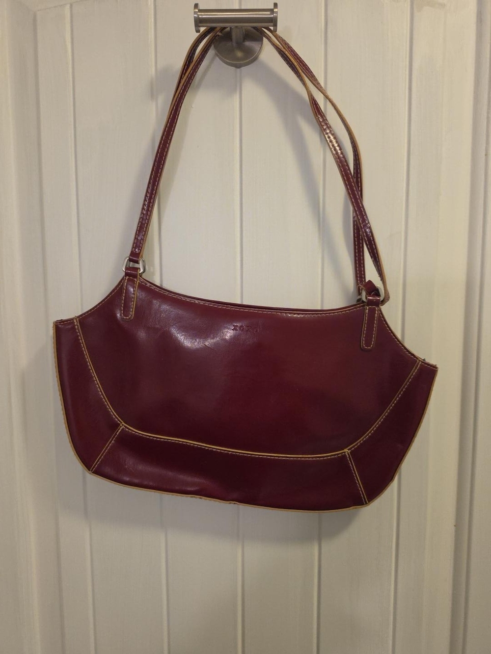 XOXO Burgundy Shoulder Bag with Contrast Stitching